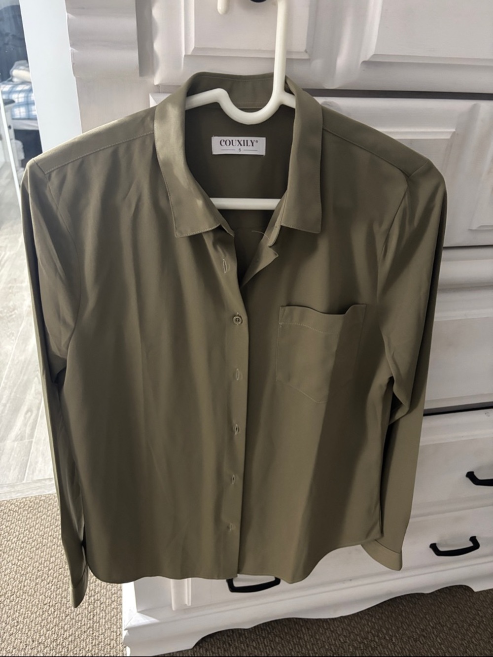 Women's Olive Green Button-Down Blouse